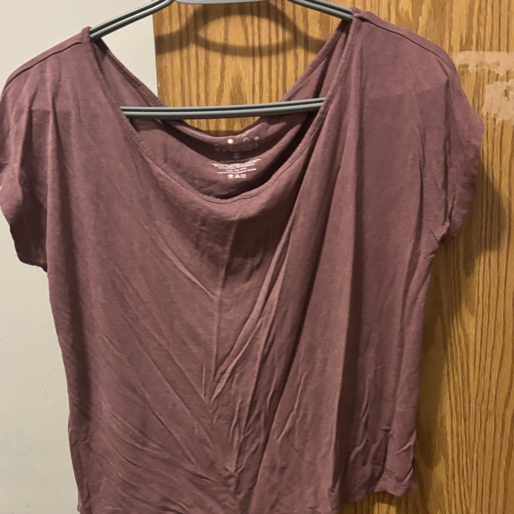 Relaxed Draped Short Sleeve Tee in Mauve